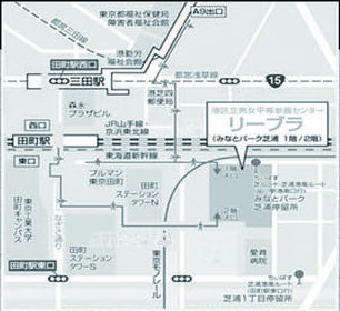 みなとパーク芝浦 リーブラホールへの地図